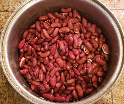 Red kidney beans after being soaked overnight